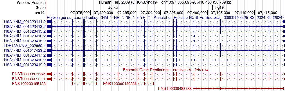 gene isoform structure of ALDH18A1