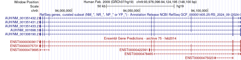 gene isoform structure of AUH