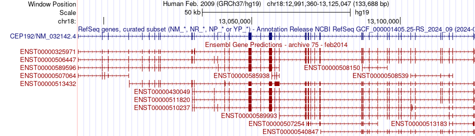 gene isoform structure of CEP192