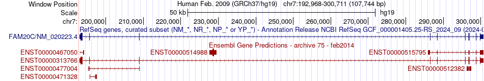 gene isoform structure of FAM20C