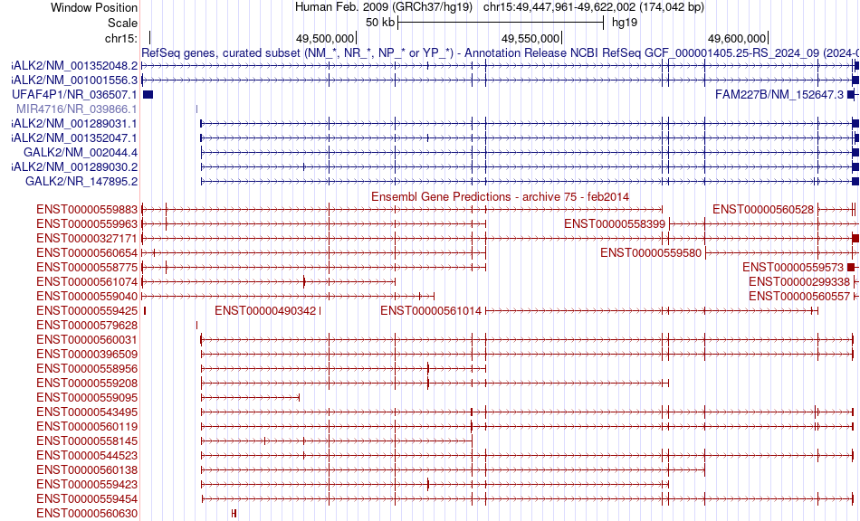 gene isoform structure of GALK2