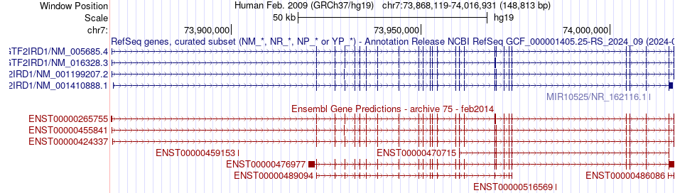 gene isoform structure of GTF2IRD1