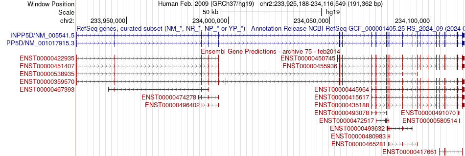 gene isoform structure of INPP5D