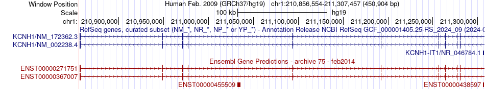 gene isoform structure of KCNH1