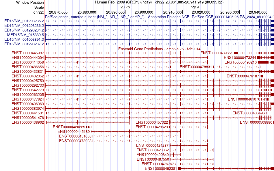 gene isoform structure of MED15