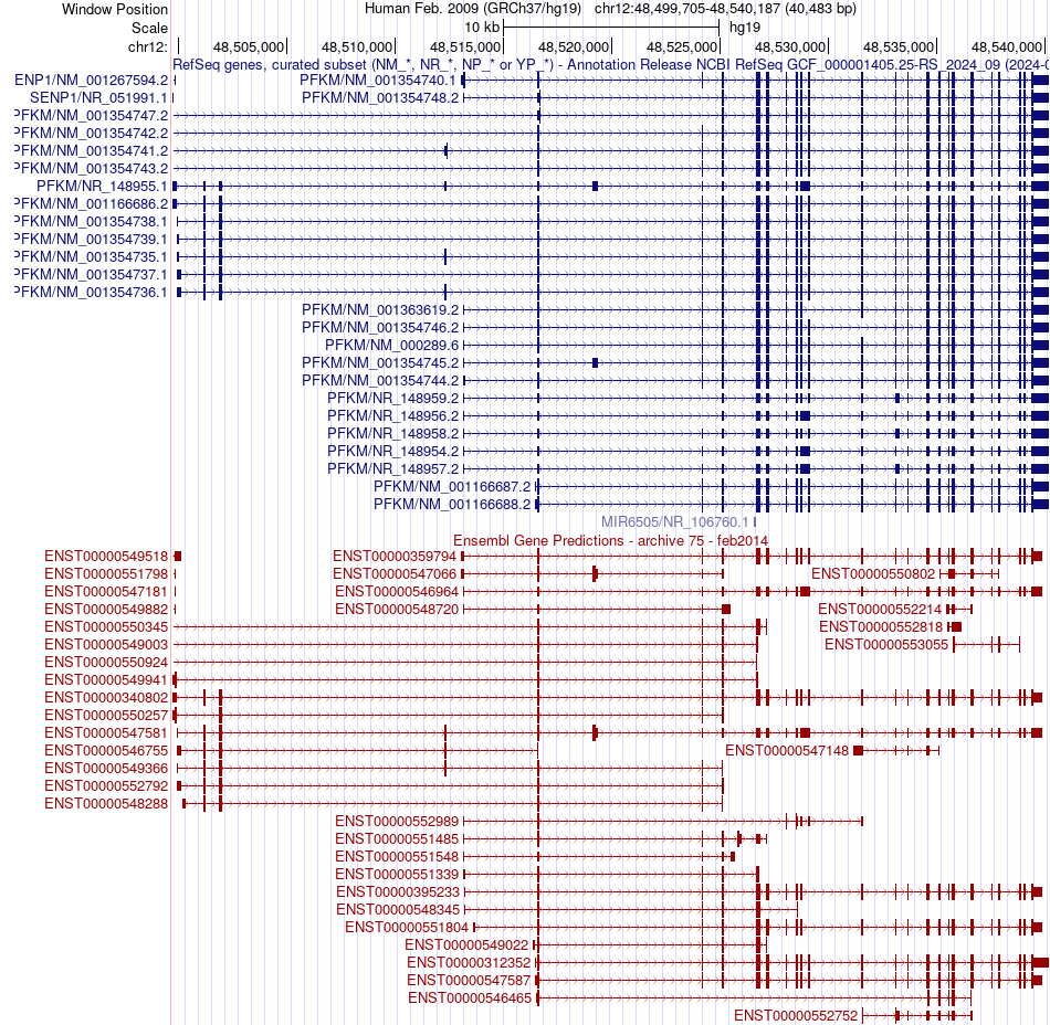 gene isoform structure of PFKM