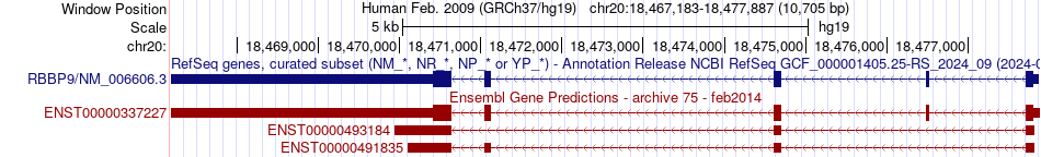 gene isoform structure of RBBP9