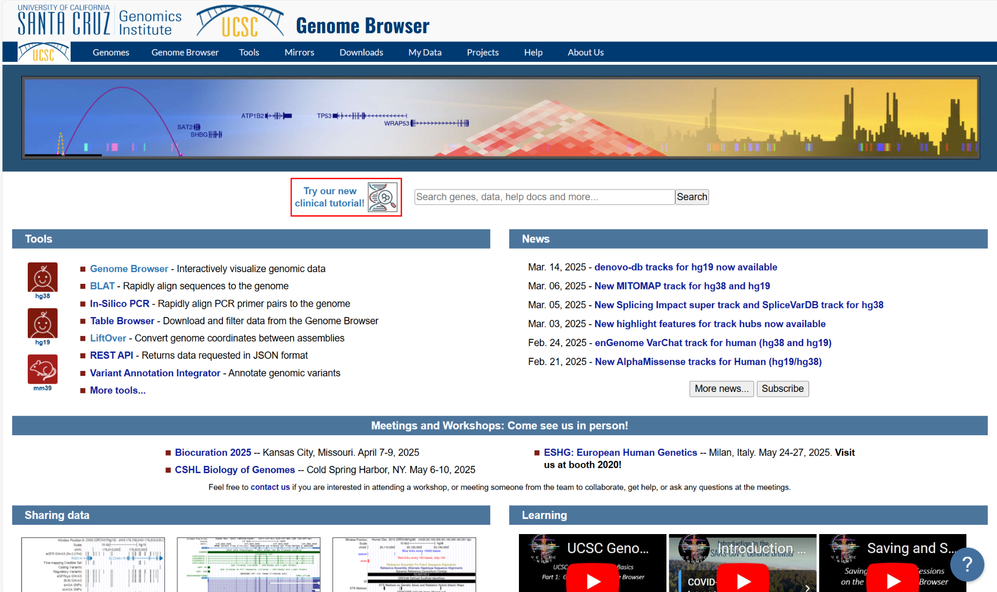 UCSC Genome Browser home page