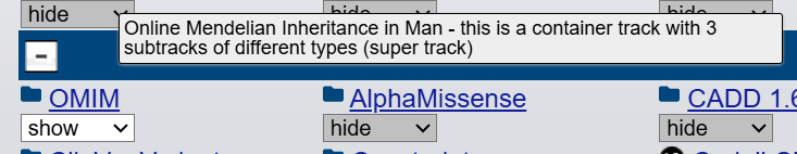 OMIM track-name mouse-over